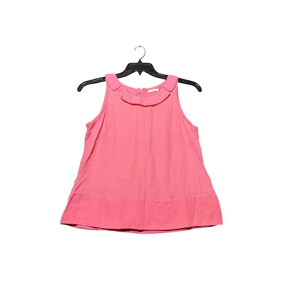 J.Crew Sleeveless Peter Pan Collar Top Women‎ S Pink Seersucker Textured